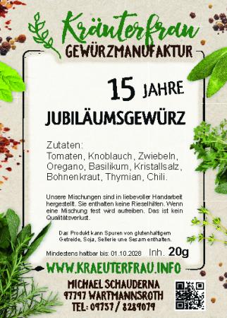 JUBILÄUMSGEWÜRZ - 15 Jahre - 20g